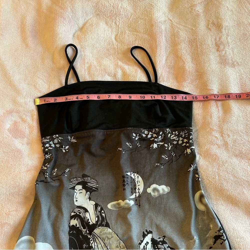 Rampage vintage 90s Y2K spaghetti strap midi dress geisha image size M flawed - Picture 6 of 10